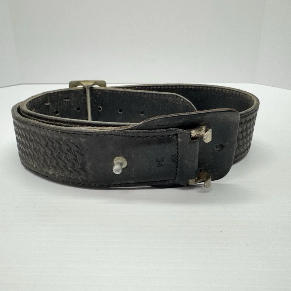 Bianchi B8 Basketweave Duty Belt Black Leather Size 34 Police Security Western